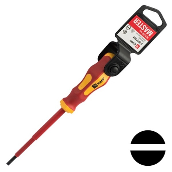 Отвертка плоская диэлектрическая шлиц EKF Basic 4х0,8мм Master SL4x100 мм VDE 1000В