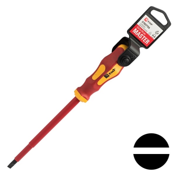 Отвертка плоская диэлектрическая шлиц EKF Basic 6,5х1,2мм Master SL6.5x150 мм VDE 1000В