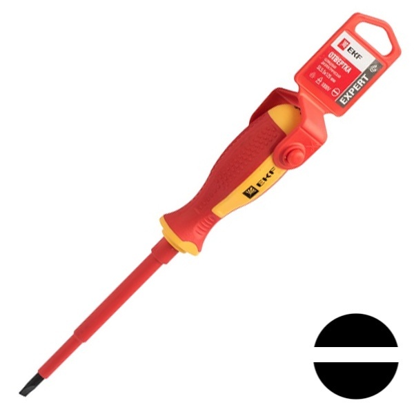 Отвертка плоская диэлектрическая шлиц EKF PROxima 5.5х1мм Expert SL5.5x125 мм VDE 1000В