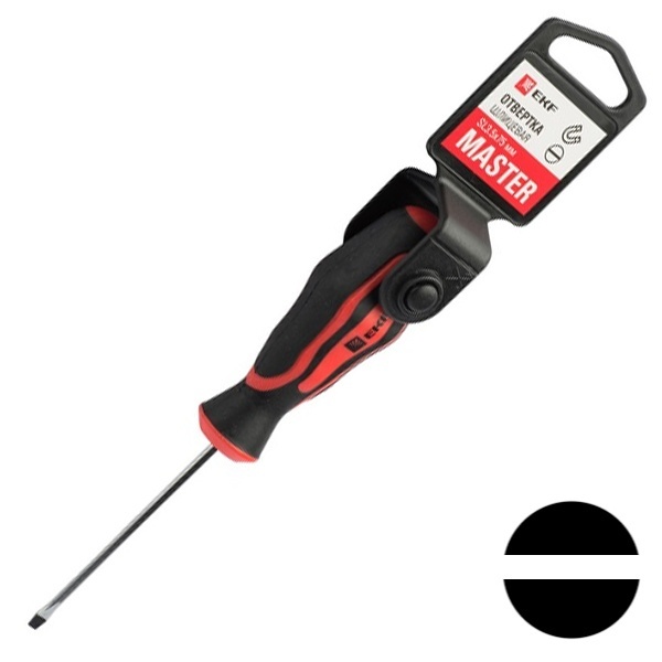 Отвертка плоская EKF шлиц 3,5х0,5мм Master SL3.5x75 мм Basic
