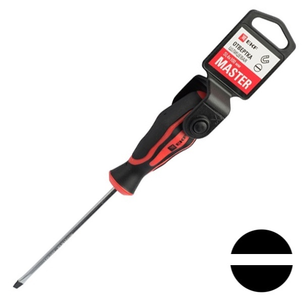 Отвертка плоская EKF шлиц 4х0,8мм Master SL4x100 мм Basic