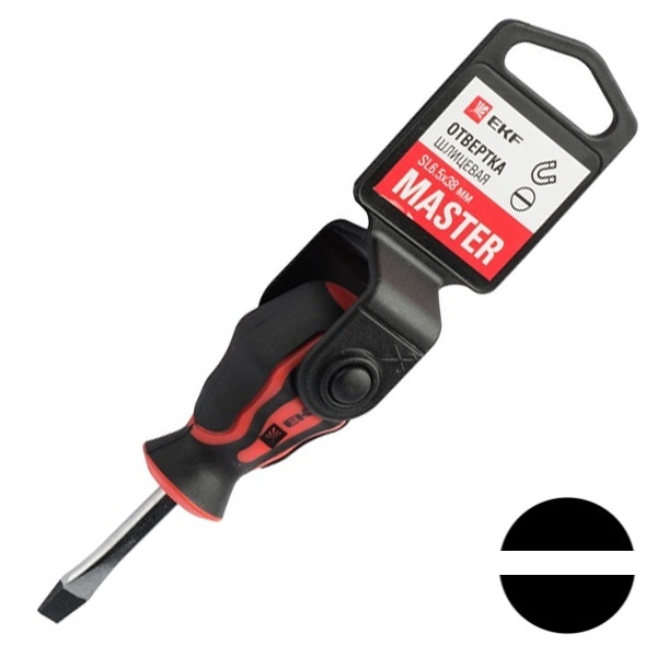 Отвертка плоская EKF шлиц 6,5х1,2мм Master SL6.5x38 мм Basic
