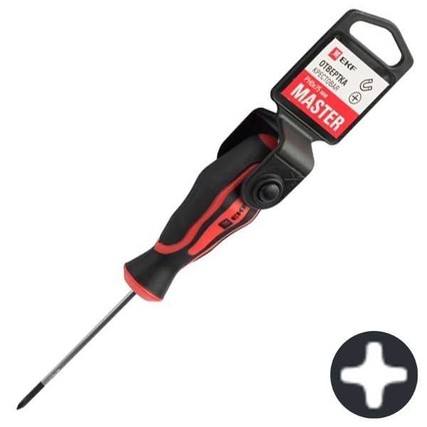 Отвертка EKF крестовая phillips Master PH0x75 мм Basic