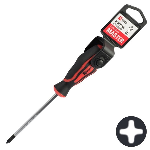 Отвертка EKF крестовая phillips Master PH1x100 мм Basic