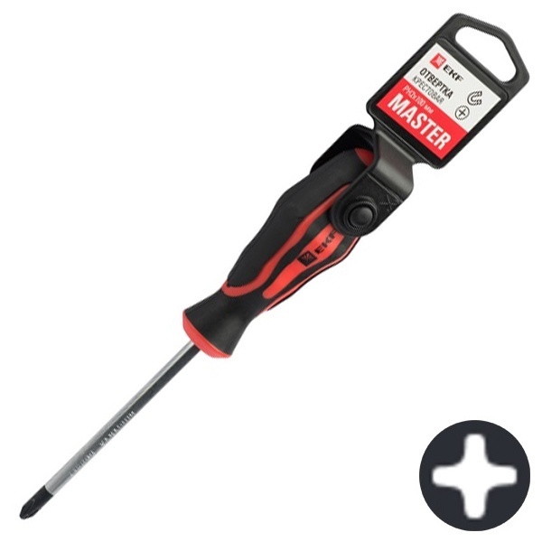 Отвертка EKF крестовая phillips Master PH2x100 мм Basic