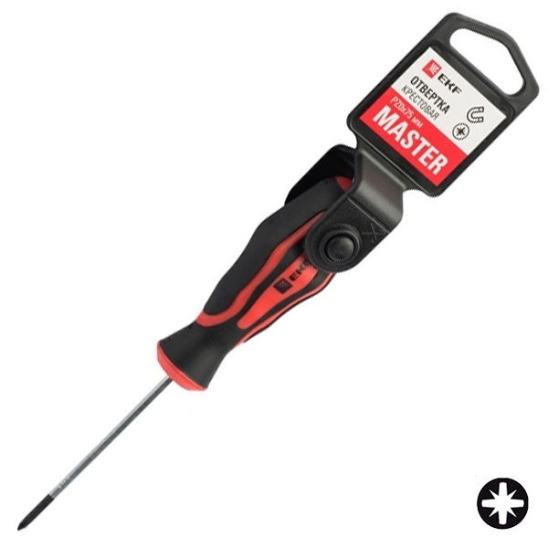 Отвертка EKF крестовая pozidriv Master PZ0x75 мм Basic