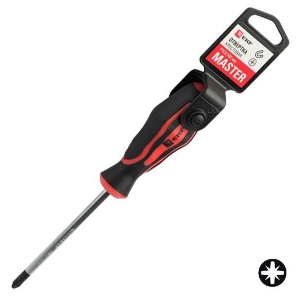 Отвертка EKF крестовая pozidriv Master PZ2x100 мм Basic