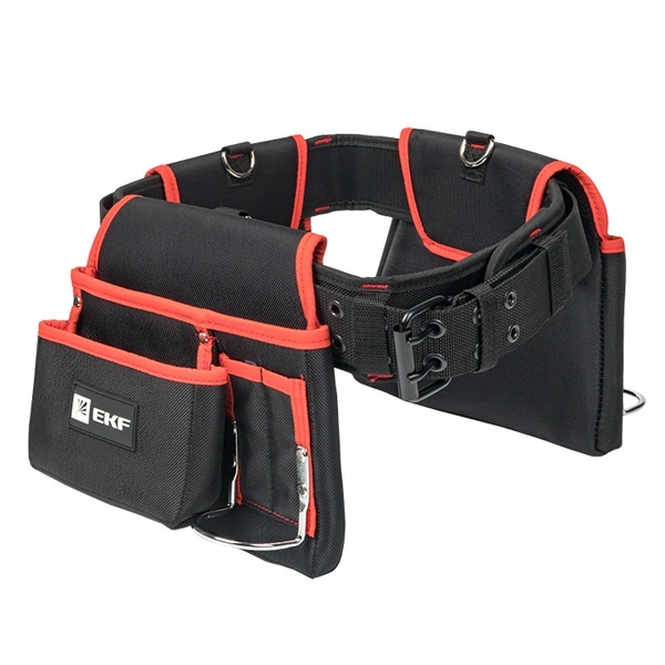 Сумка-пояс двухсекционная усиленная с двухшпеньковым ремнем EKF Master С-12 370х460х140мм ПВХ