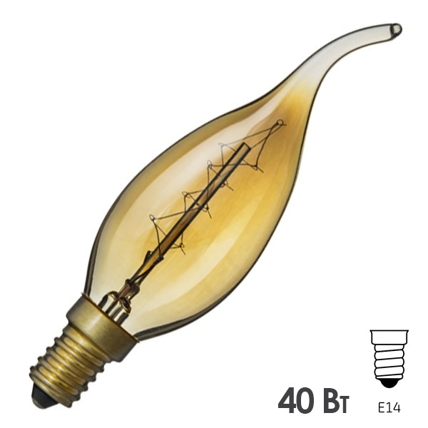 Ретро лампа Navigator 71 952 NI-V-FC-C-40-230-E14-CLG 40W 230V свеча на ветру золотая прозрачная