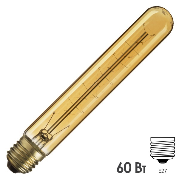 Ретро лампа Navigator 71 955 NI-V-T30-S24-60-230-E27-CLG 60W 230V цилиндр D30mm золотая прозрачная