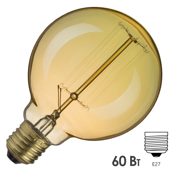 Ретро лампа Navigator 71 956 NI-V-G95-SC19-60-230-E27-CLG 60W 230V шар золотая прозрачная