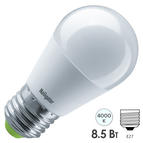 Лампа светодиодная шарик Navigator 61 337 NLL-G45-8.5-230-4K-E27 8.5W 4000K 220V холодный свет