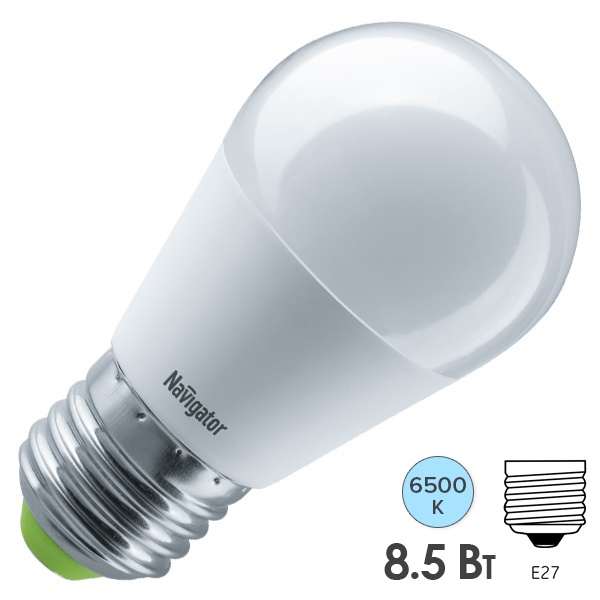 Лампа светодиодная шарик Navigator 61 338 NLL-G45-8.5-230-6.5K-E27 8.5W 6500K 220V дневной свет