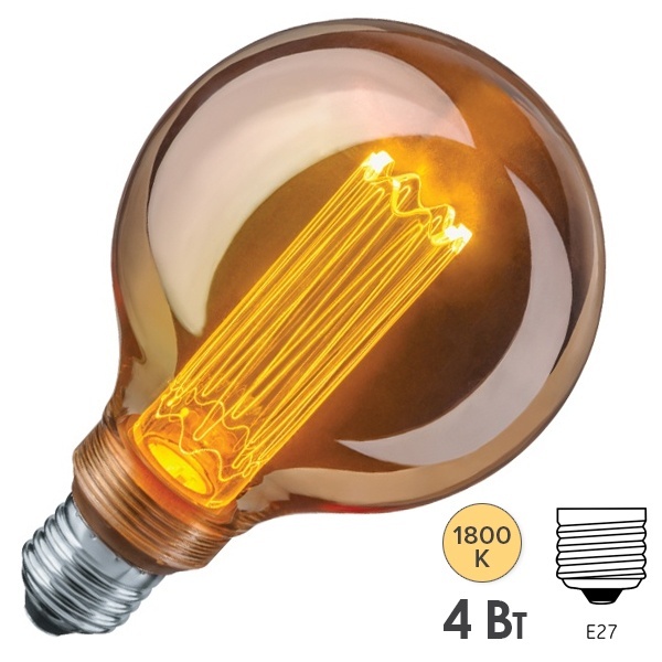 Светодиодная ретро лампа Navigator 14 233 NLL-SC17-G95-4-230-1.8K-E27-PMMA 4W 1800K 230V шар