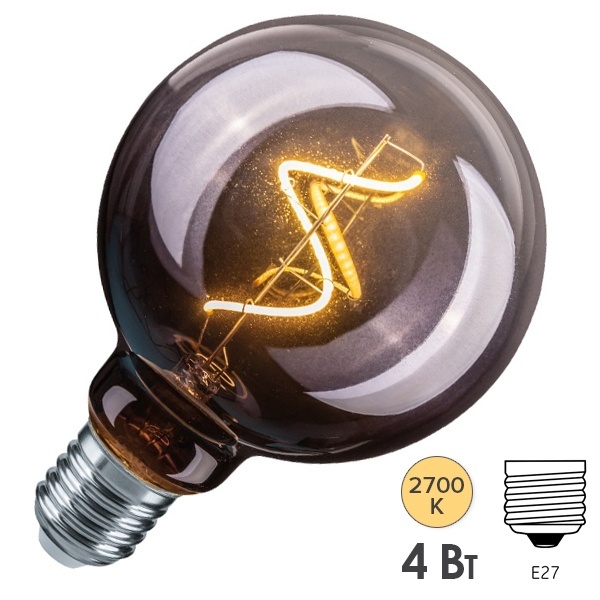 Светодиодная ретро лампа Navigator 14 498 NLL-F-G95-4-230-2.7K-E27-LSBT 4W 2700K 230V шар