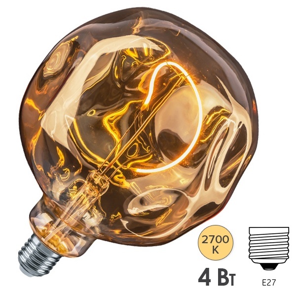 Светодиодная ретро лампа Navigator 14 499 NLL-F-G125ST-4-230-2.7K-E27-BE 4W 2700K 230V шар