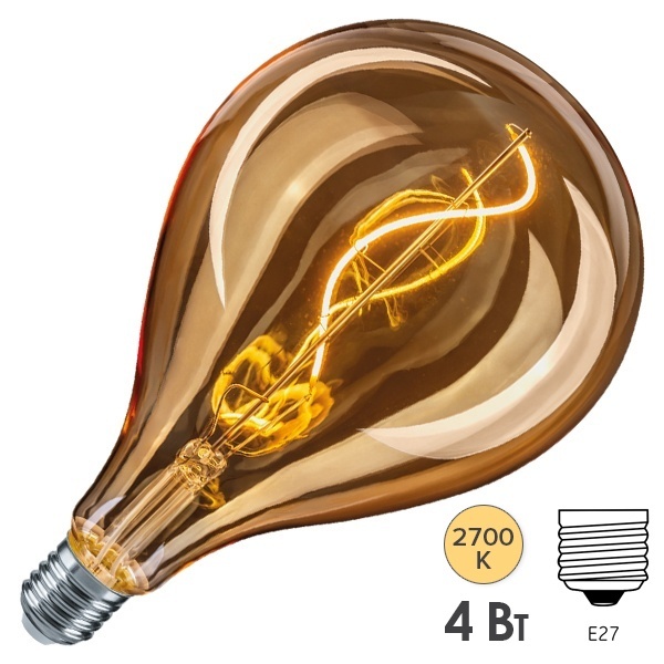 Светодиодная ретро лампа Navigator 14 501 NLL-F-PS125-4-230-2.7K-E27 4W 2700K 230V каплевидная