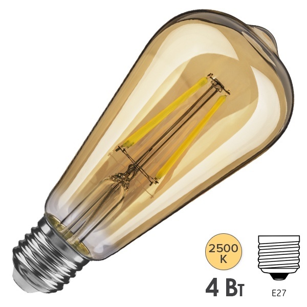 Светодиодная ретро лампа Navigator 61 485 NLL-F-ST64-4-230-2.5К-E27 4W 2500K 230V груша