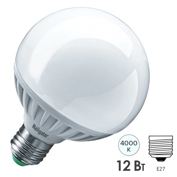 Лампа светодиодная шар Navigator 61 279 NLL-G95-12-230-4K-E27 12W 4000K 230V 1100Lm D95