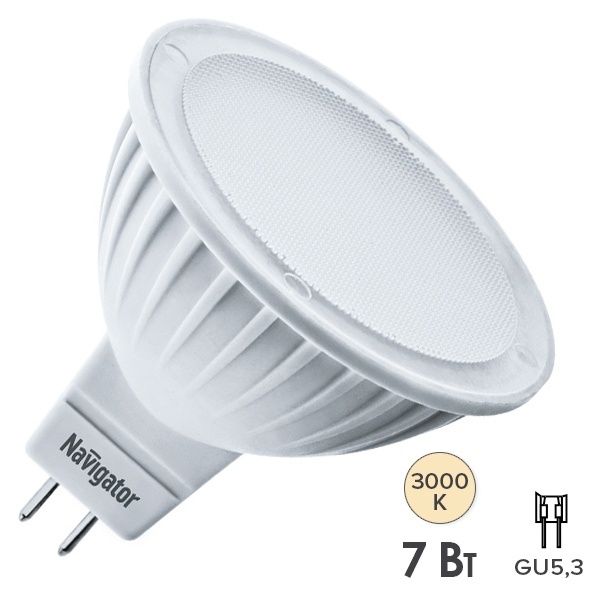 Лампа светодиодная Navigator 61 382 NLL-MR16-7-230-3K-GU5.3-DIMM 7W 3000K 230V 500Lm