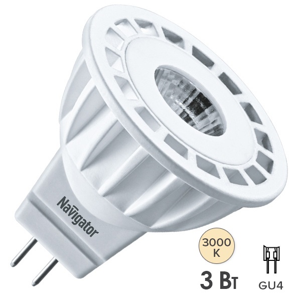 Лампа светодиодная Navigator 94 141 NLL-MR11-3-12-3K-GU4 3W 3000K 12V 200Lm