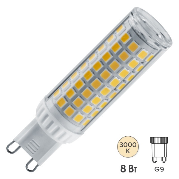 Лампа светодиодная капсула 14 437 NLL-P-G9-8-230-3K 8W 3000K 220V поликарбонат тепло-белый свет