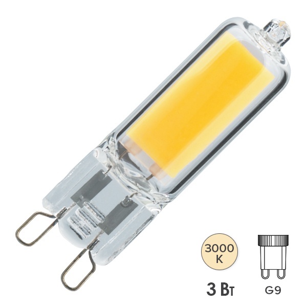 Лампа светодиодная капсула 61 489 NLL-G-G9-3-230-3K 3W 3000K 220V стекло тепло-белый свет
