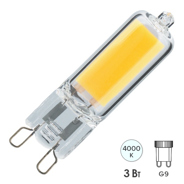 Лампа светодиодная капсула 61 490 NLL-G-G9-3-230-4K 3W 4000K 220V стекло холодный свет
