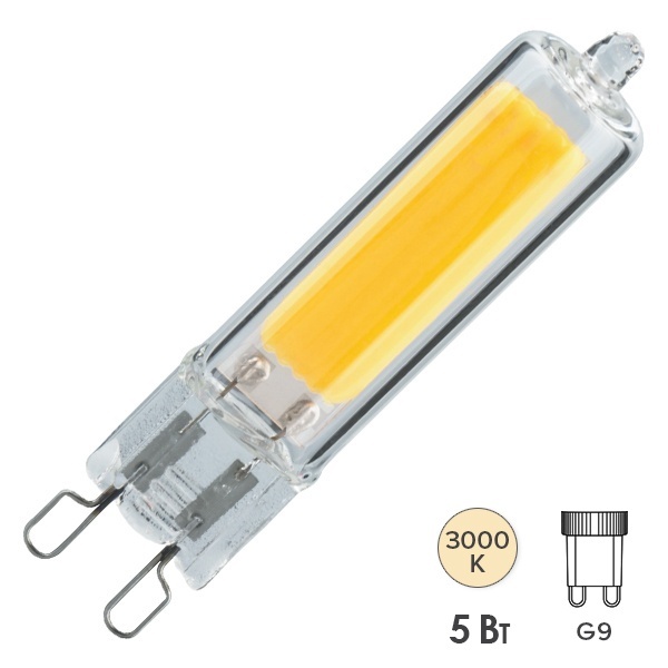 Лампа светодиодная капсула 61 491 NLL-G-G9-5-230-3K 5W 3000K 220V стекло тепло-белый свет
