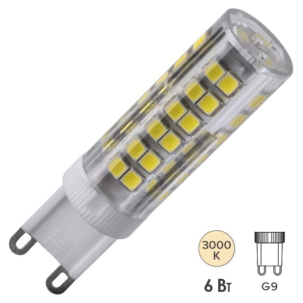 Лампа светодиодная капсула 71 268 NLL-P-G9-6-230-3K 6W 3000K 220V поликарбонат тепло-белый свет