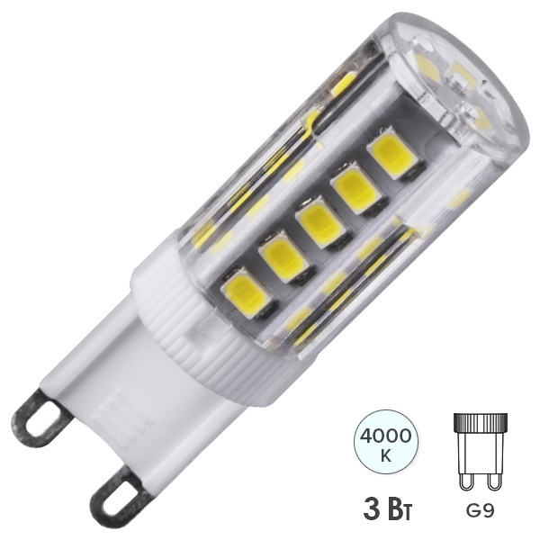 Лампа светодиодная капсула 71 994 NLL-P-G9-3-230-4K 3W 4000K 220V поликарбонат холодный свет