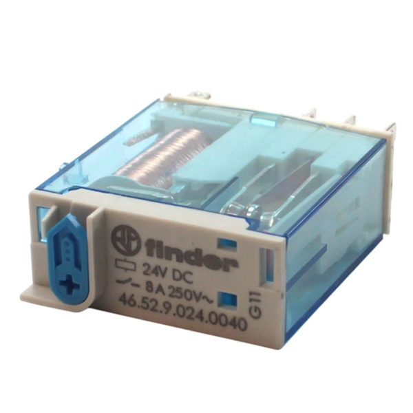 Миниатюрное реле Finder 2CO 8А AgNi 24В DC кнопка тест с блокировкой индикатор LED