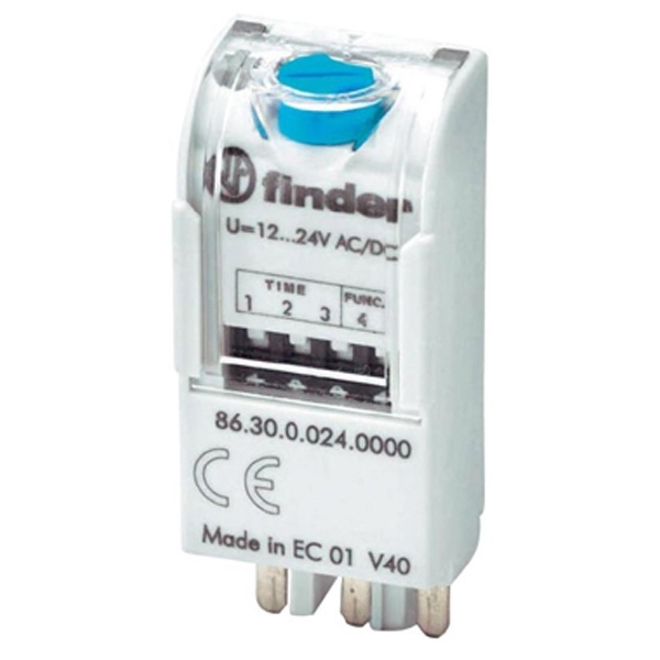 Таймерный модуль Finder 2-функциональный (AI,DI) для реле в розетку 12-24В AC/DC 0,05c-100ч Finde