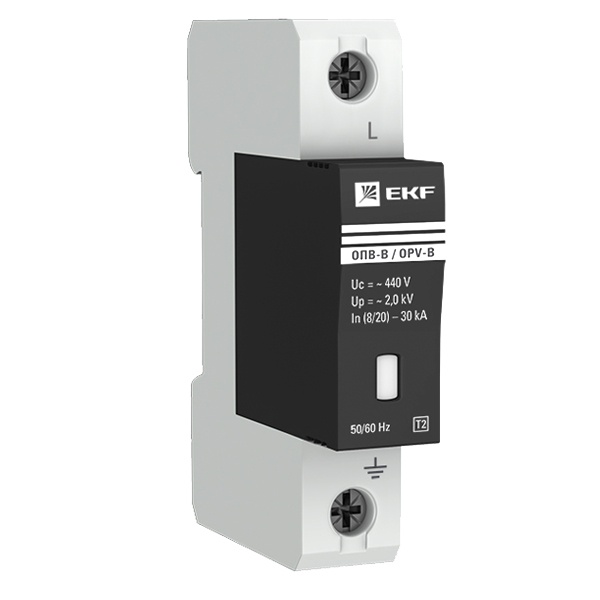 Ограничитель импульсных напряжений EKF ОПВ-B/1P In 30кА 400В с индикатором
