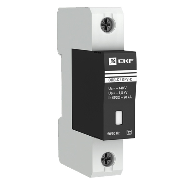 Ограничитель импульсных напряжений EKF ОПВ-C/1P In 20кА 400В с индикатором