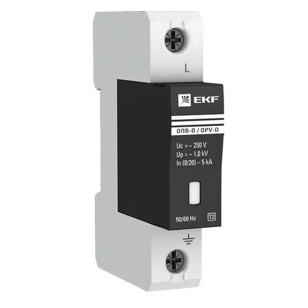 Ограничитель импульсных напряжений EKF ОПВ-D/1P In 5кА 230В с индикатором