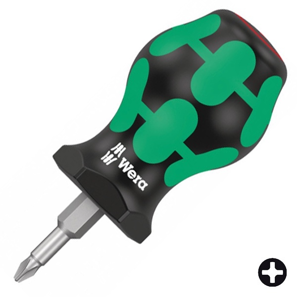 Компактная крестовая отвертка Wera Stubby с короткой ручкой и жалом Phillips PH 02 x 25mm 350 PH