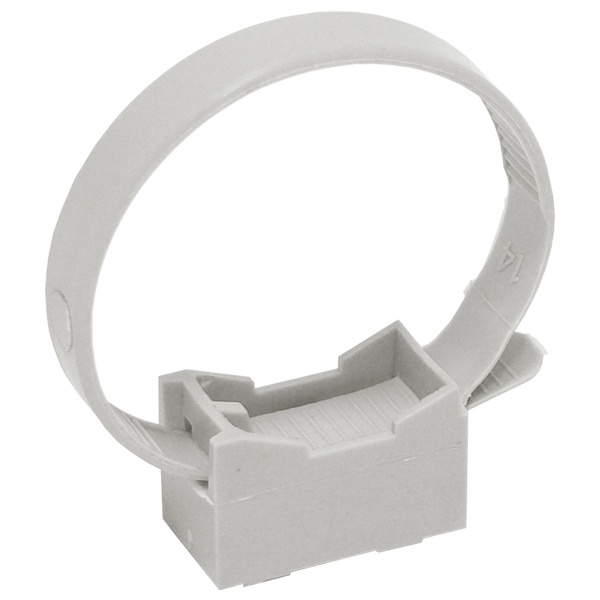 Хомутный держатель ИЭК CFF1 16-32мм со стяжкой предназначен для крепления трубы серый