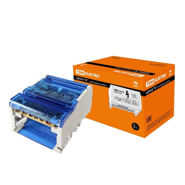 Шина N нулевая на DIN-рейку TDM в корпусе 4х7групп 100А