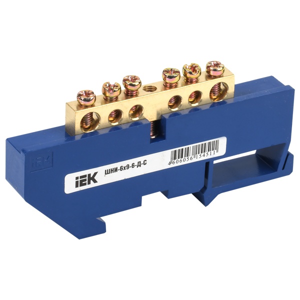 Шина ИЭК N (ноль) на DIN-изол ШНИ-6х9-6-Д-С