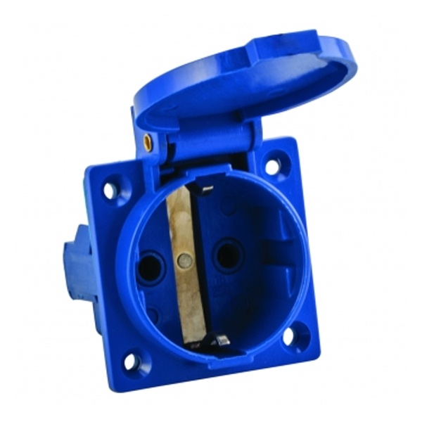 Розетка на панель с заземлением EKF 112 Schuko 2P+E 16A с крышкой IP44