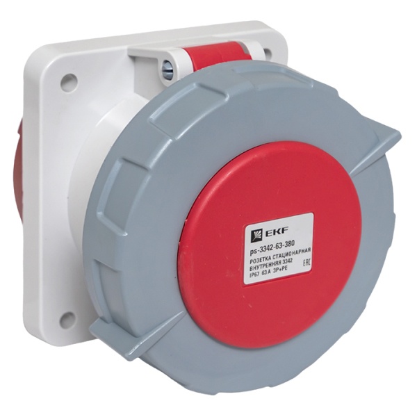 Розетка стационарная внутренняя EKF PROxima 3342 3Р+РЕ 63А 380В IP67