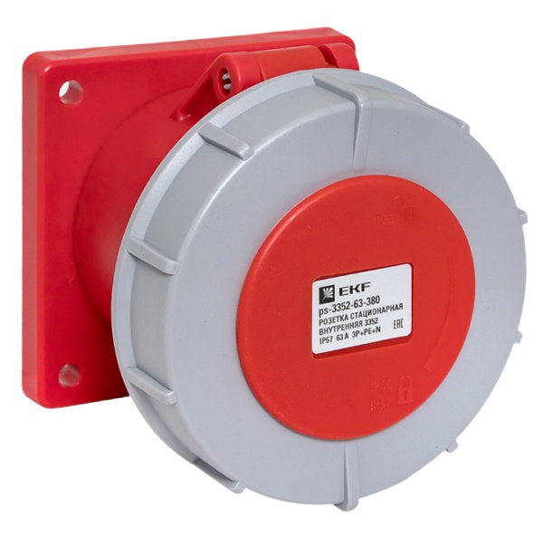 Розетка стационарная внутренняя EKF PROxima 3352 3Р+РЕ+N 63А 380В IP67