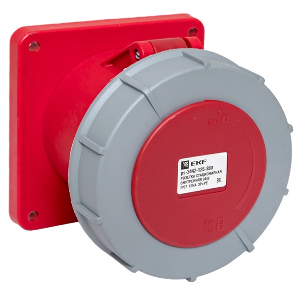 Розетка стационарная внутренняя EKF PROxima 3442 3Р+РЕ 125А 380В IP67