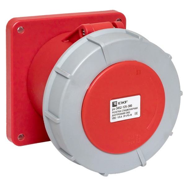 Розетка стационарная внутренняя EKF PROxima 3452 3Р+РЕ+N 125А 380В IP67