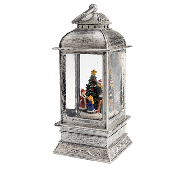 Декоративный фонарь с эффектом снегопада и подсветкой Рождество, белый