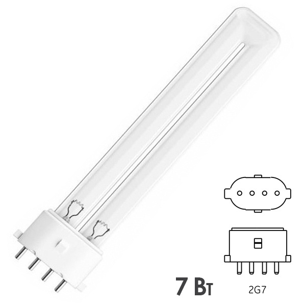Лампа бактерицидная LightBest LBCQ 7W 2G7 специальная безозоновая, кварцевое стекло