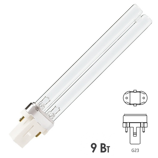 Лампа бактерицидная LightBest LBCQ 9W G23 специальная безозоновая, кварцевое стекло