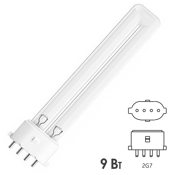 Лампа бактерицидная LightBest LBCQ 9W 2G7 специальная безозоновая, кварцевое стекло