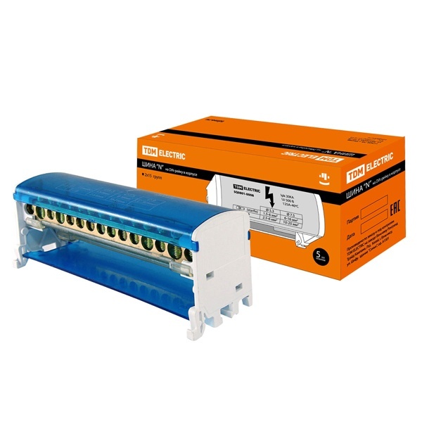 Шина N нулевая на DIN-рейку TDM в корпусе 2х15групп